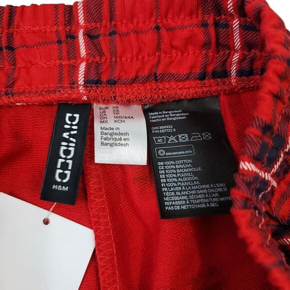 NEW H&M Divided Plaid Pull On Style Elastic Waist Pants with Pockets Size XS - Picture 6 of 7